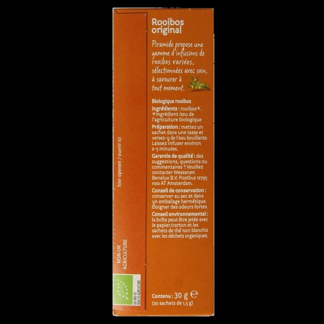 Piramide Rooibos original thee bio 20 Zakjes