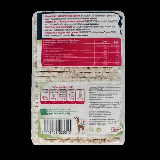 Damhert Galettes de riz au quinoa bio 130 g