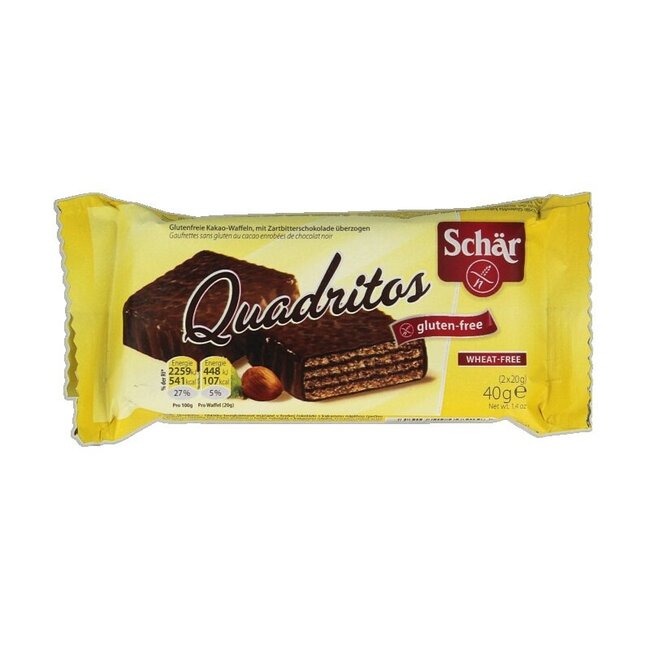 Quadritos cacao wafel glutenvrij 40 Gram