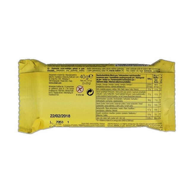 Schar Quadritos cacao wafel glutenvrij 40 Gram