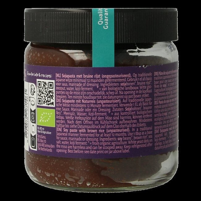 TerraSana Genmai miso ongepasteuriseerd glas bio 350 Gram