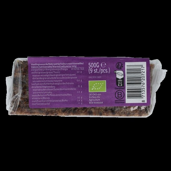 TerraSana Pain de seigle aux graines de lin bio 500 g