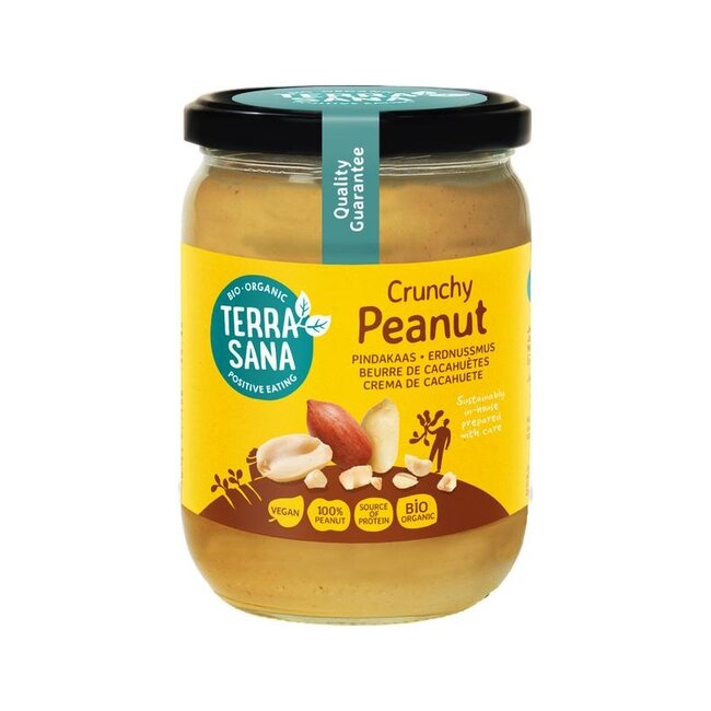TerraSana Pindakaas crunchy zonder zout bio 500 Gram