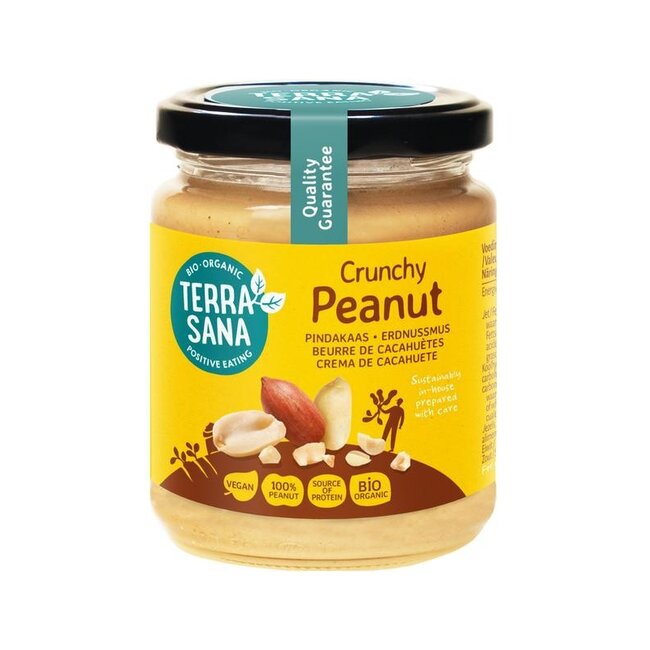 Pindakaas crunchy zonder zout bio 250 Gram