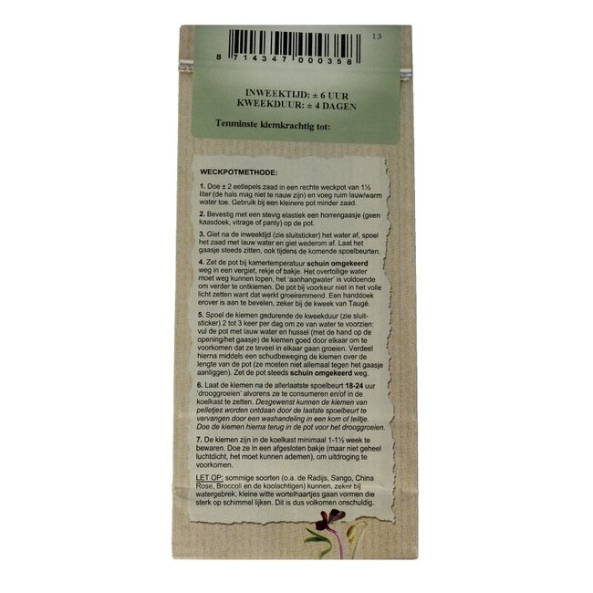 Mélange de graines à germer bio De Peuleschil 145 g