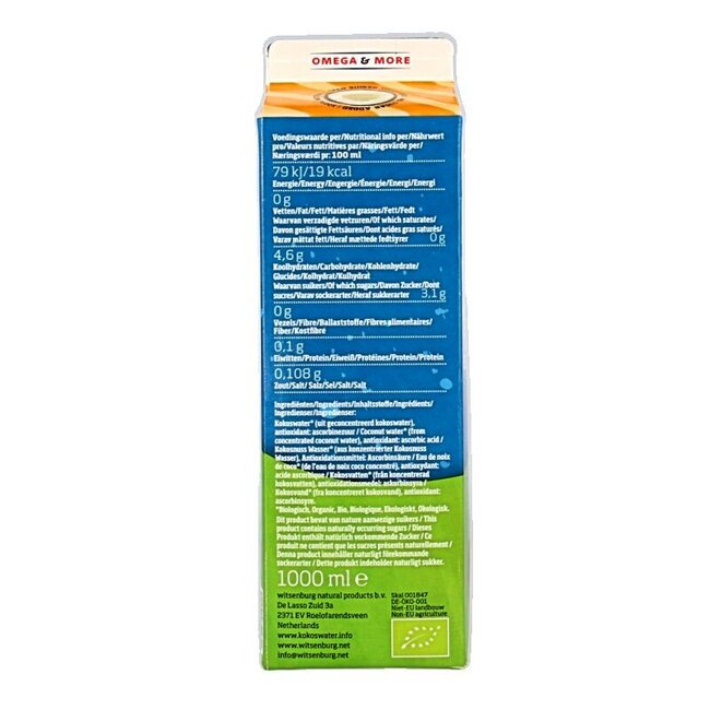 Eau de coco bio Omega & More 1 litre