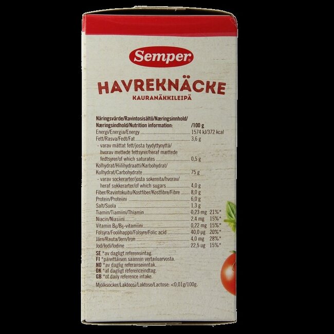 Semper Haverknackebrod glutenvrij 215 Gram