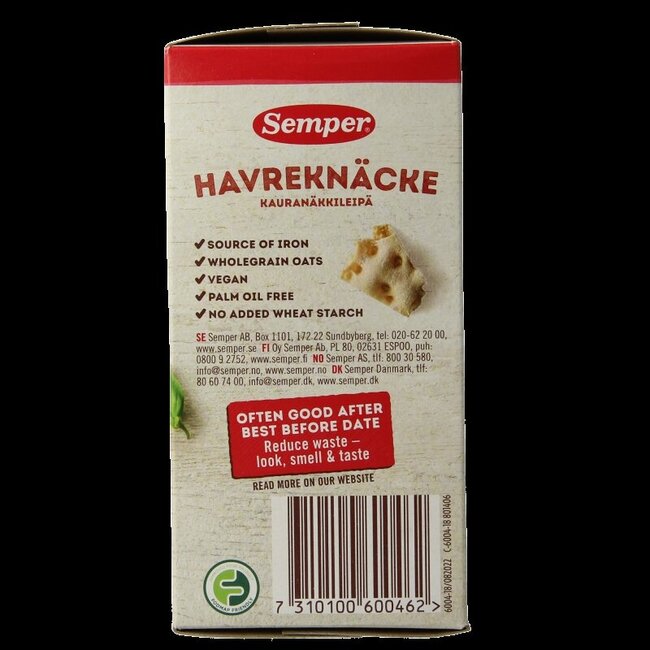 Semper Haverknackebrod glutenvrij 215 Gram