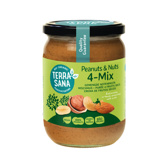 4 mix gemengde notenpasta zonder zout bio 500 Gram