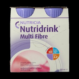 Nutridrink Nutridrink Multi fibre aardbei 200ml 4 Stuks