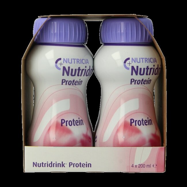 Nutridrink Protein aardbei 200ml 4 Stuks