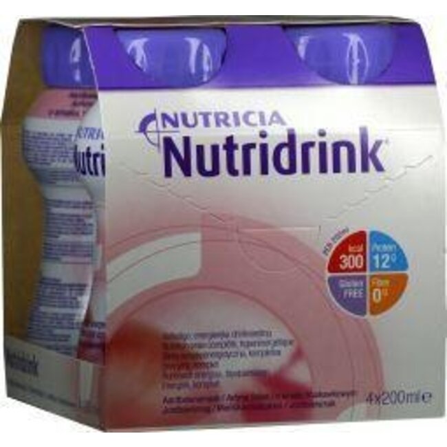 Nutridrink Aardbei 200 gram 4 Stuks