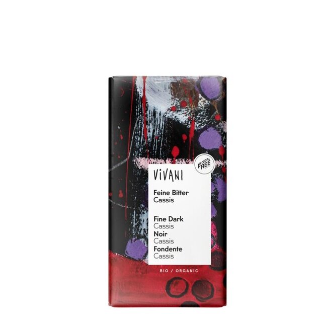 Vivani Chocolade puur met cassis bio 100 Gram