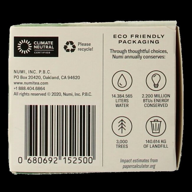 Numi Thé vert maté citron bio 18 sachets