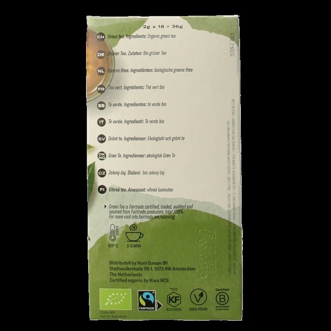 Numi Green tea gunpowder bio 18 Zakjes