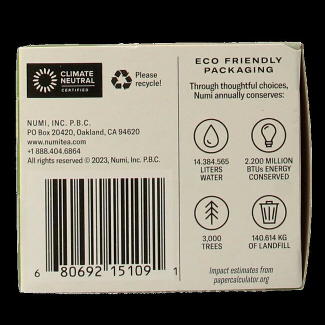 Numi Green tea gunpowder bio 18 Zakjes