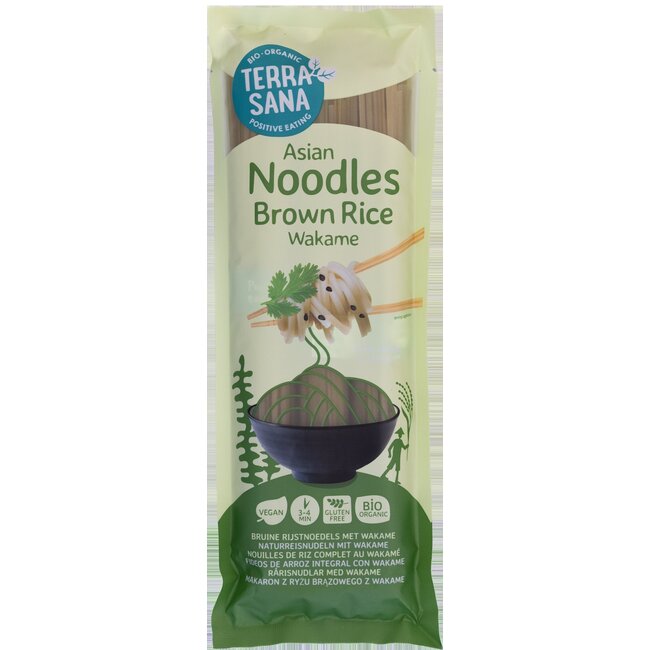 TerraSana Bruine rijstnoedels met wakame bio 250 Gram