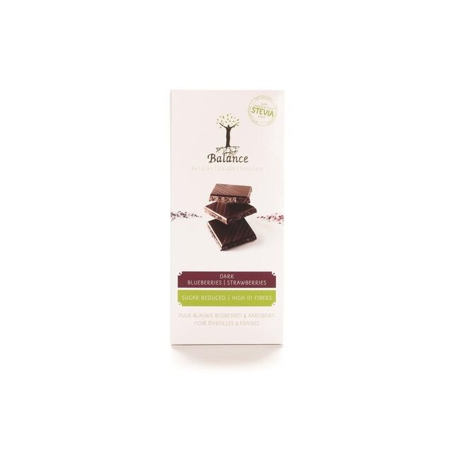 Balance Choco stevia tablet puur bosbes aardbei 85 Gram