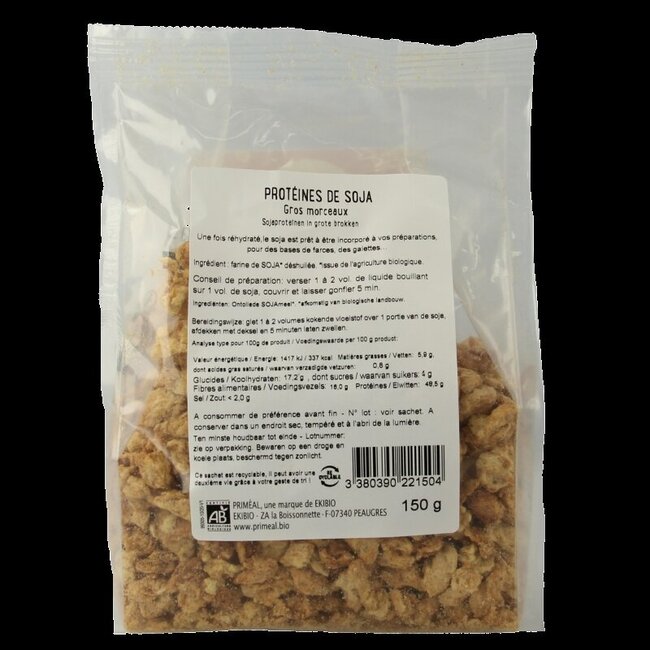 Protéines de soja gros morceaux bio Primeal 150 g
