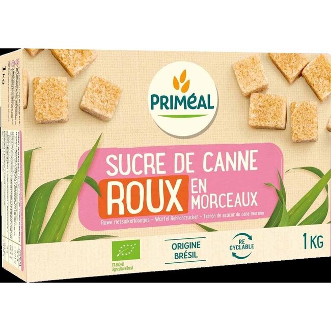 Primeal Bruine rietsuiker klontjes bio 1 Kilogram