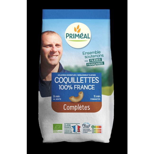 Primeal Volkoren macaroni hoorntjes bio 500 Gram