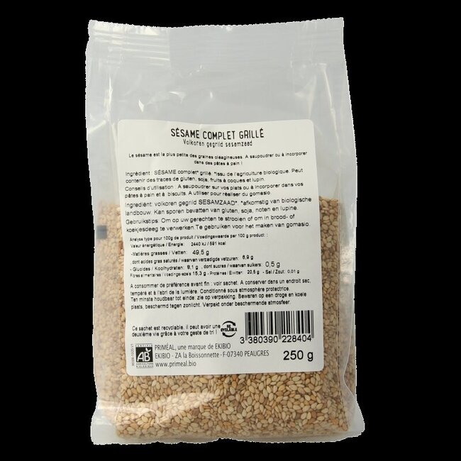 Primeal Sésame complet grillé bio 250 g