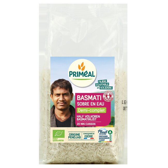 Primeal Halfvolkoren basmati rijst bio 1 Kilogram