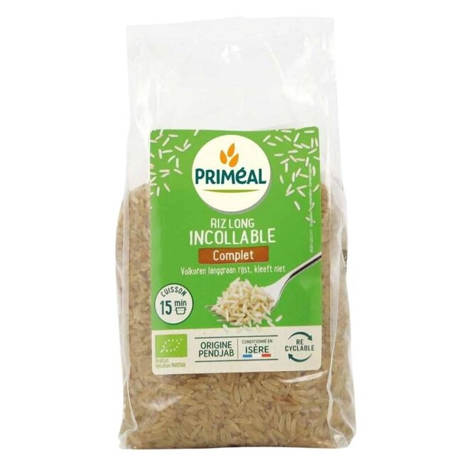 Primeal Volkoren langgraan rijst voorgekookt bio 500 Gram