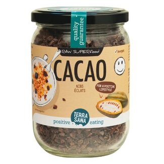 TerraSana Raw cacao nibs in glas bio 230 Gram