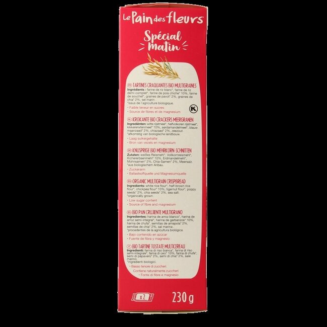 Pain Des Fleurs Special matin crackers petit-déjeuner multigrains bio 230 Grammes