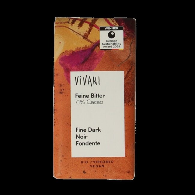 Chocolade minibars puur 71% bio 12.5 Gram