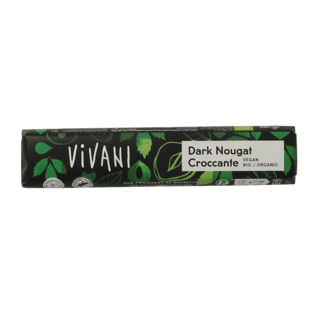 Vivani Chocolate To Go dark nougat croccante vegan bio 35 Gram