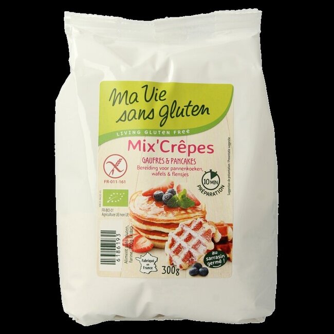 Pannenkoeken wafels en flensjes mix glutenvrij bio 300 Gram