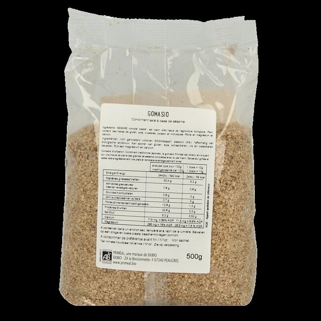Primeal Gomasio volkoren sesamzaad en zeezout bio 500 Gram