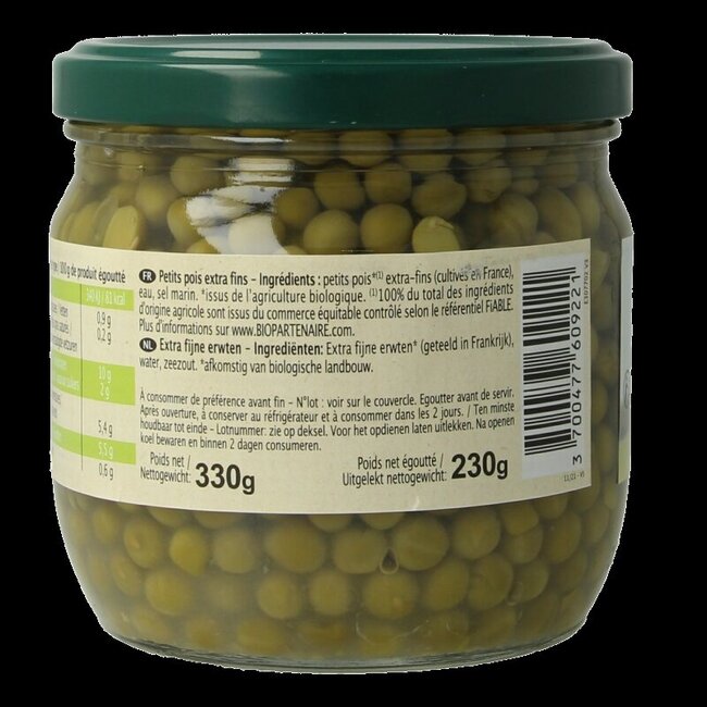 Primeal Petits pois extra fins bio 330 g