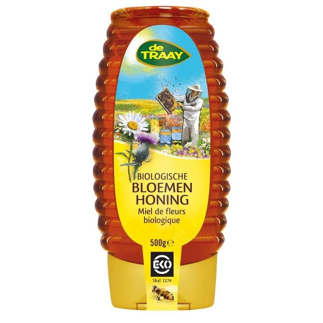 Traay Bloemenhoning vloeibaar knijpfles bio 500 Gram