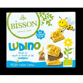 Bisson Bisson Ludino koekjes met melkchocolade 4 zakjes bio 160 Gram