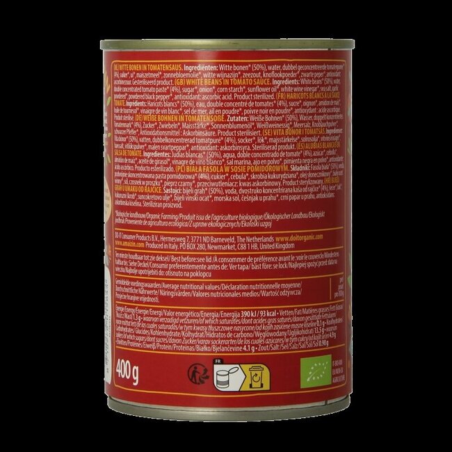 Amaizin Witte bonen in tomatensaus bio 400 Gram