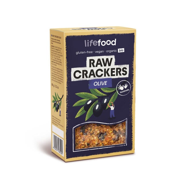 Life crackers olijf raw bio 90 Gram