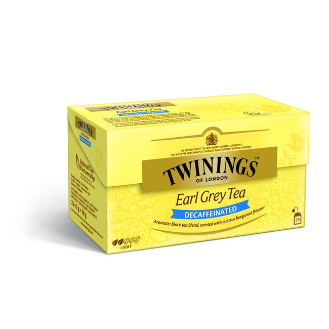 Twinings Earl grey decaf envelop zwart 25 Zakjes