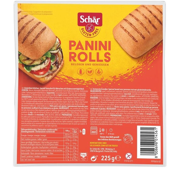 Panini rolls 75 gram glutenvrij 3 Stuks