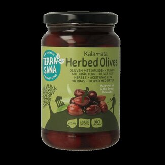 TerraSana TerraSana Olives Kalamata bio à l'huile d'herbes 345 Grammes
