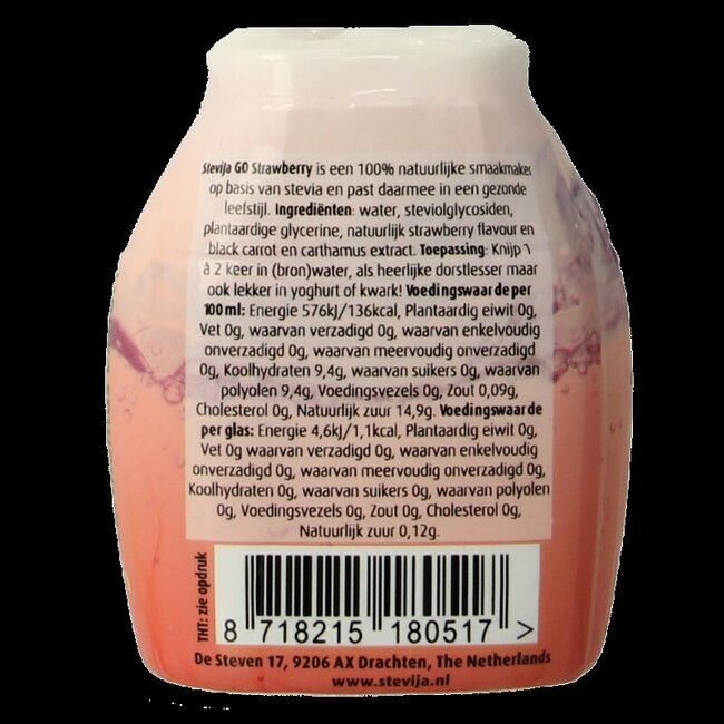 SteviJa Stevia limonadesiroop go strawberry 40 Milliliter