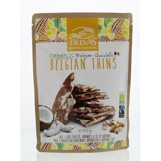 Belvas Belvas Thins chocolat au lait coco amande bio 120 g
