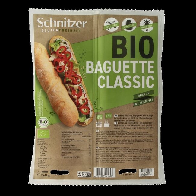 Baguette classic glutenvrij bio 360 Gram