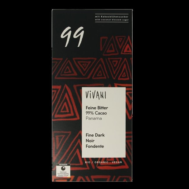 Chocolade puur delicaat 99% Panama bio 80 Gram