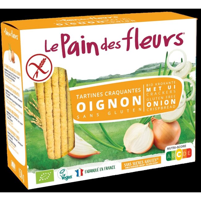 Krokante bio crackers met ui glutenvrij 150 Gram