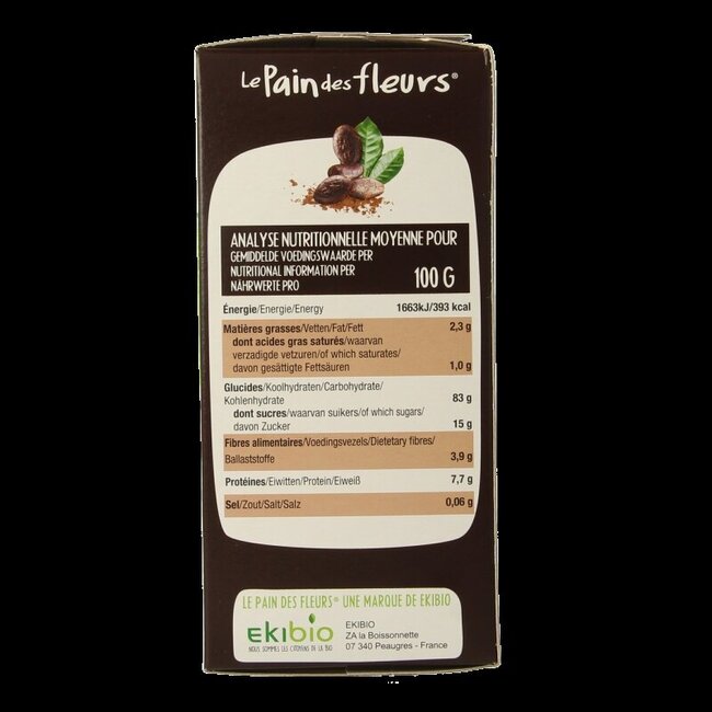Pain Des Fleurs Krokante bio crackers met cacao bio 160 Gram