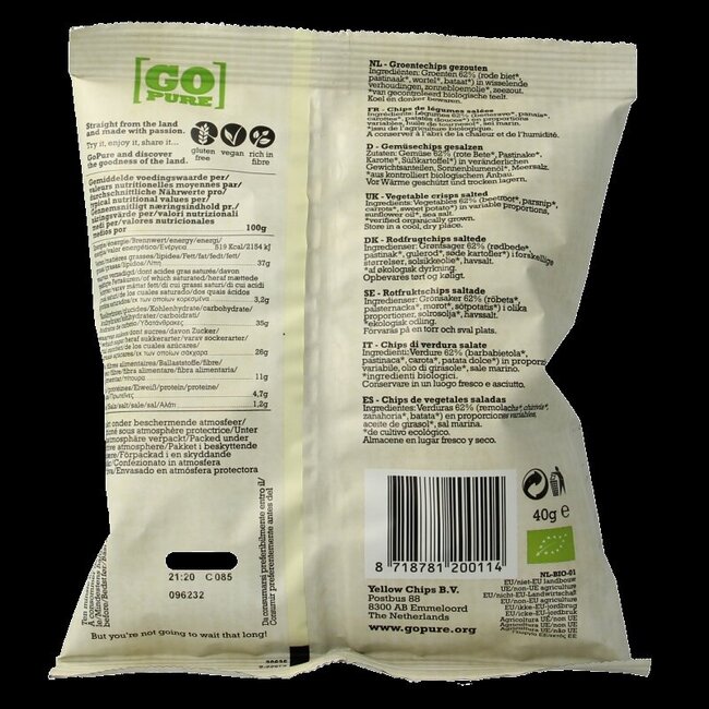 Chips de légumes bio Go Pure 40 g