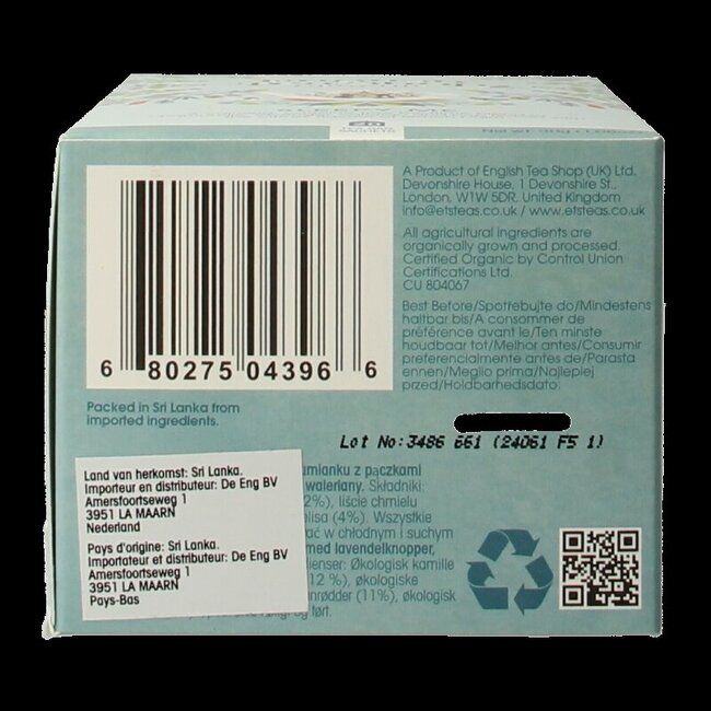 English Tea Shop Sleepy Me Bio 20 sachets